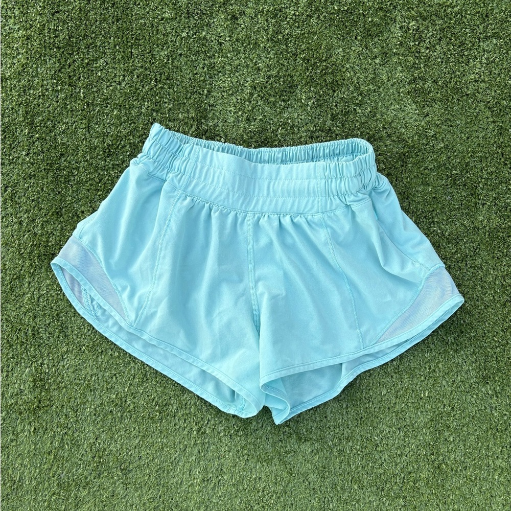 Baby blue/ light blue Lululemon hotty hots , size 2 length 2.5.